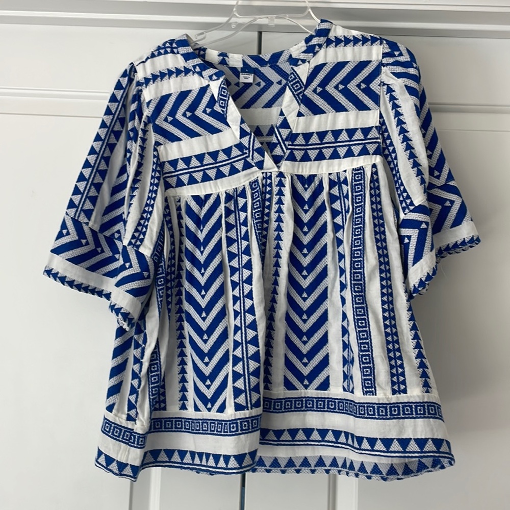 Blue and white womens shirt